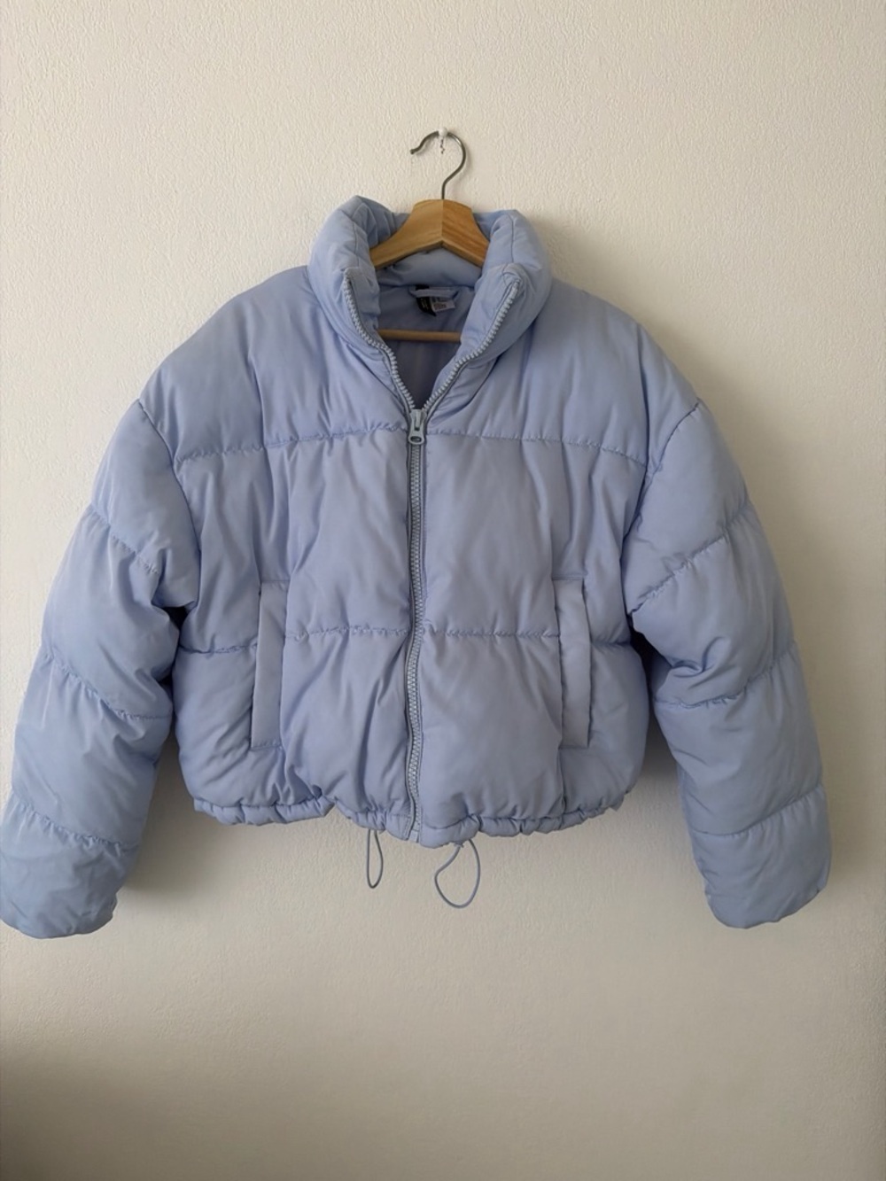 H&M Light Blue Cropped Puffer Jacket